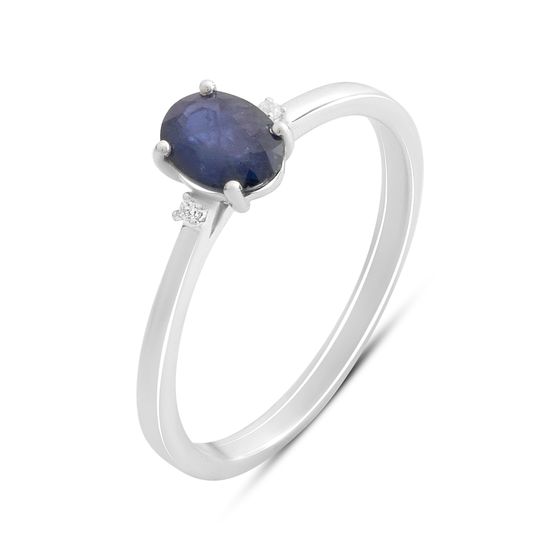 Серебряное кольцо с сапфиром 0.972ct, фианитами