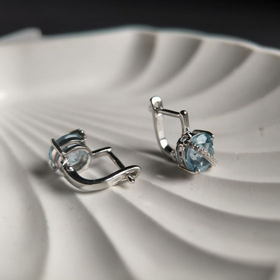 Серебряные серьги с топазом 5.198ct