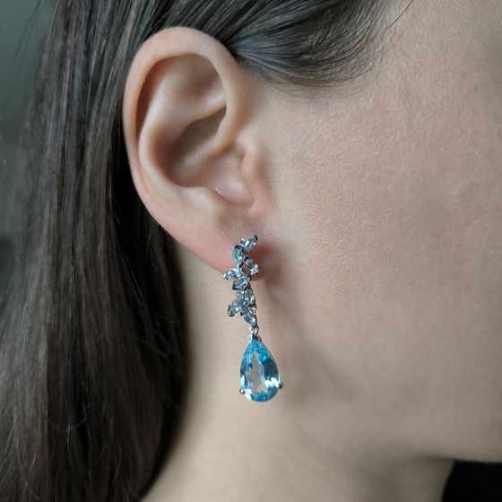 Серебряные серьги с топазом 12.405ct
