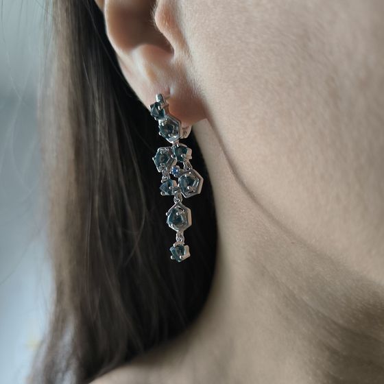 Серебряные серьги с топазом Лондон Блю 3.453ct, топазом