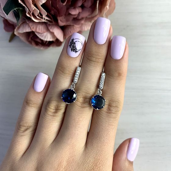 Серебряные серьги с топазом Лондон Блю 4.597ct