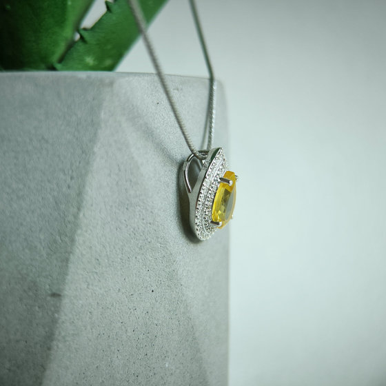 Серебряная подвеска с цитрином nano 2.301ct, фианитами