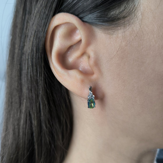 Серебряные серьги с мистик топазом 1.51ct