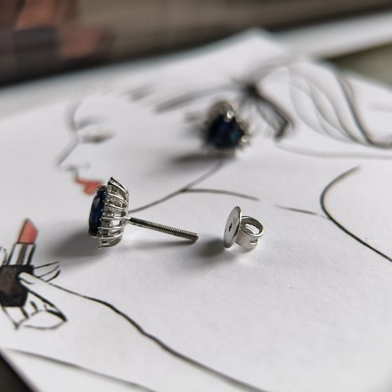 Серебряные серьги с сапфиром nano 1.698ct