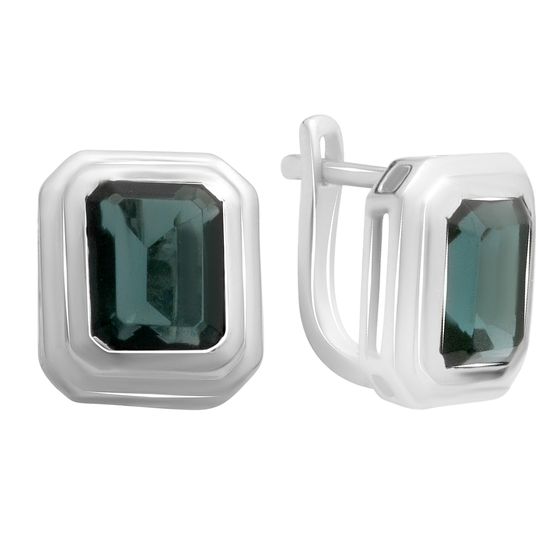 Серебряные серьги с топазом Лондон Блю 5.963ct