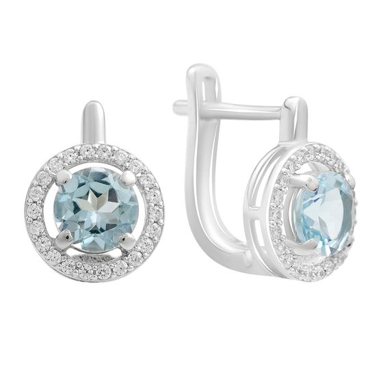 Серебряные серьги с топазом 2.522ct, фианитами