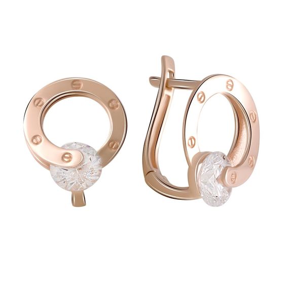 Золотые серьги с фианитами 0.2ct