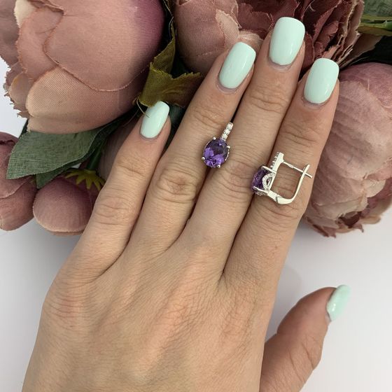 Серебряные серьги с александритом 5.056ct