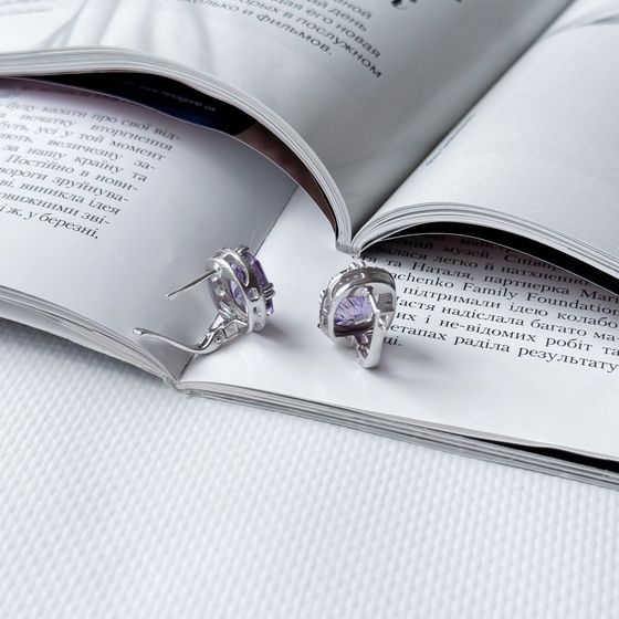 Серебряные серьги с аметистом 10.782ct