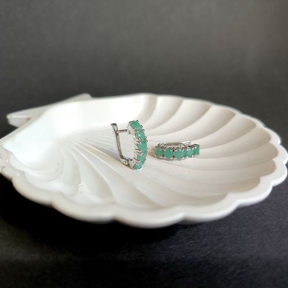 Серебряные серьги с изумрудом 2.367ct