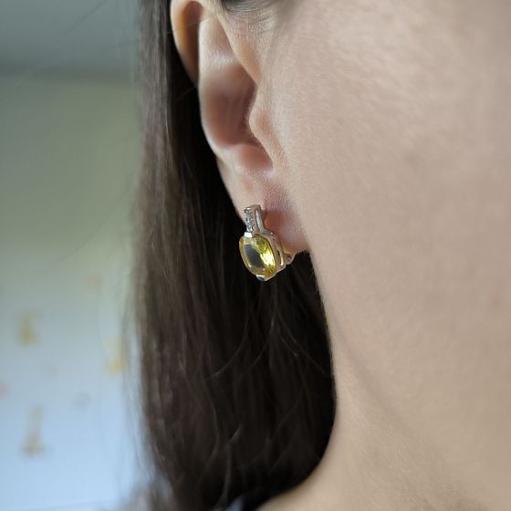 Серебряные серьги с цитрином nano