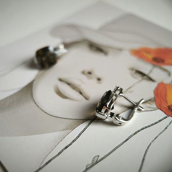 Серебряные серьги с раухтопазом (дымчатым кварцем), фианитами