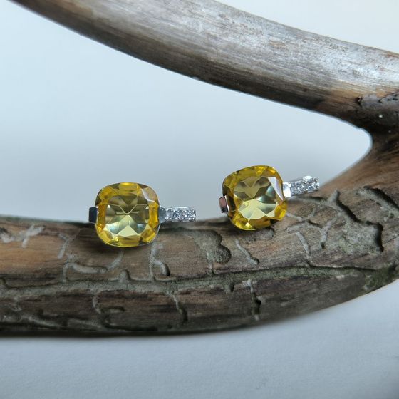 Серебряные серьги с цитрином nano 5.42ct, фианитами