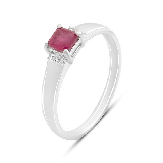 Серебряное кольцо с рубином 0.519ct, фианитами