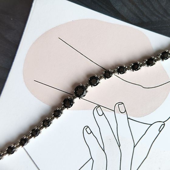 Серебряный браслет с раухтопазом (дымчатым кварцем)