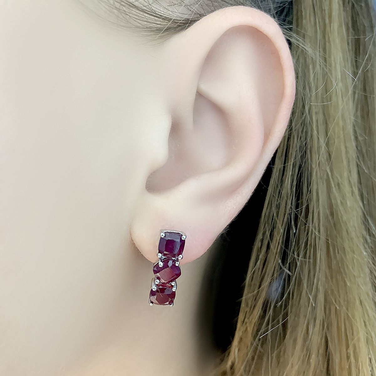 Серебряные серьги с рубином 2.595ct