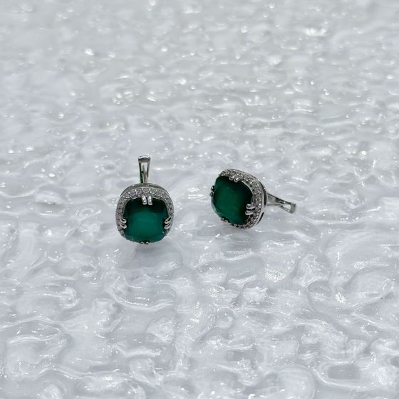 Серебряные серьги с агатом 10.207ct