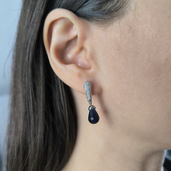 Серебряные серьги с сапфиром nano 6.84ct