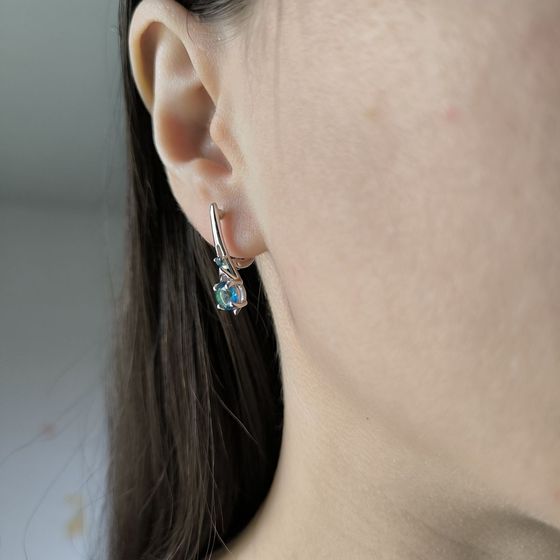 Серебряные серьги с мистик топазом 1.225ct