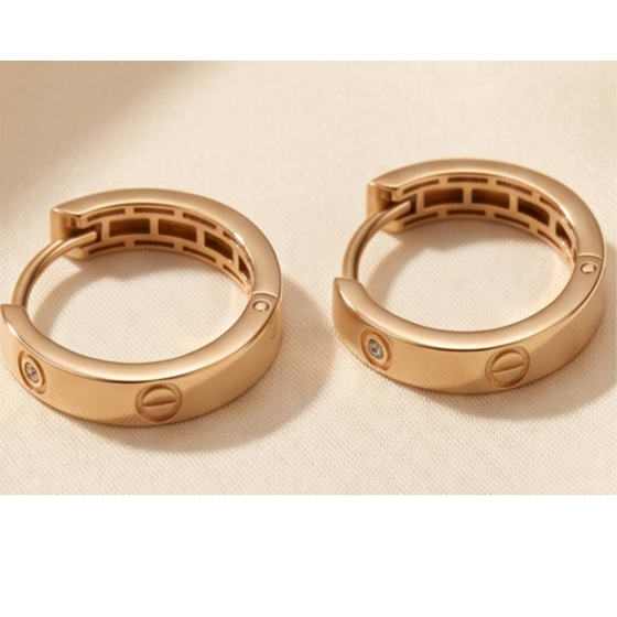 Золотые серьги с фианитами 0.02ct