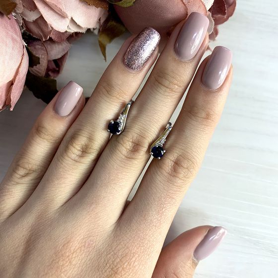 Серебряные серьги с сапфиром nano 0.744ct