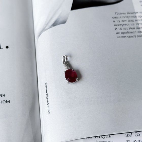 Серебряная подвеска с рубином 3.565ct