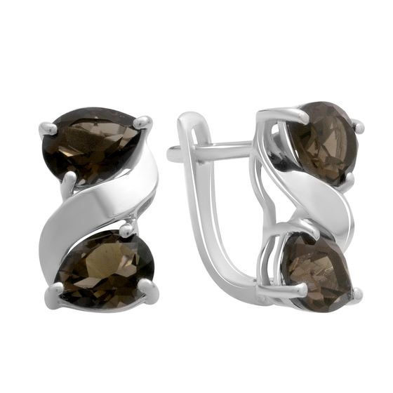 Серебряные серьги с раухтопазом (дымчатым кварцем) 3.842ct