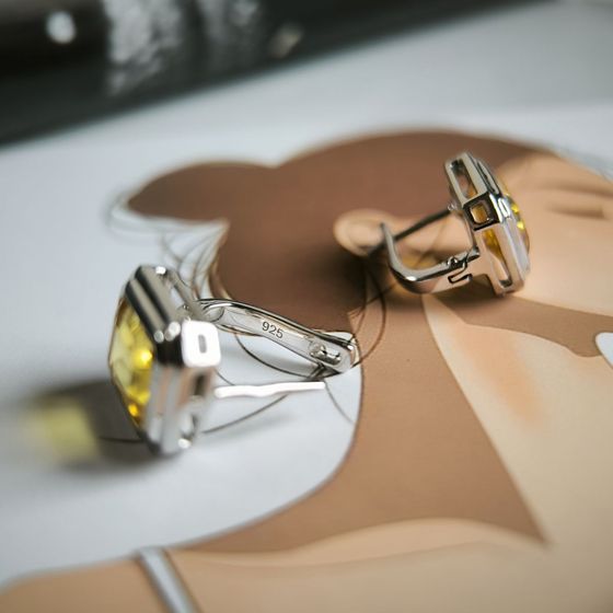 Серебряные серьги с цитрином nano 5.925ct