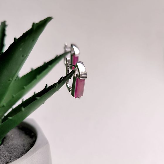 Серебряные серьги с рубином 3.844ct