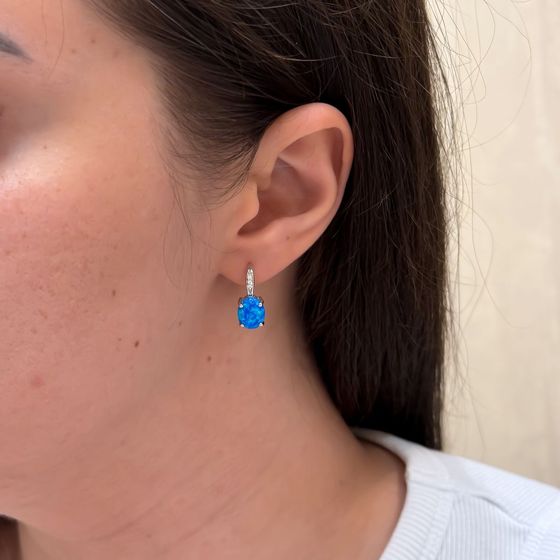 Серебряные серьги с опалом 2.59ct, фианитами