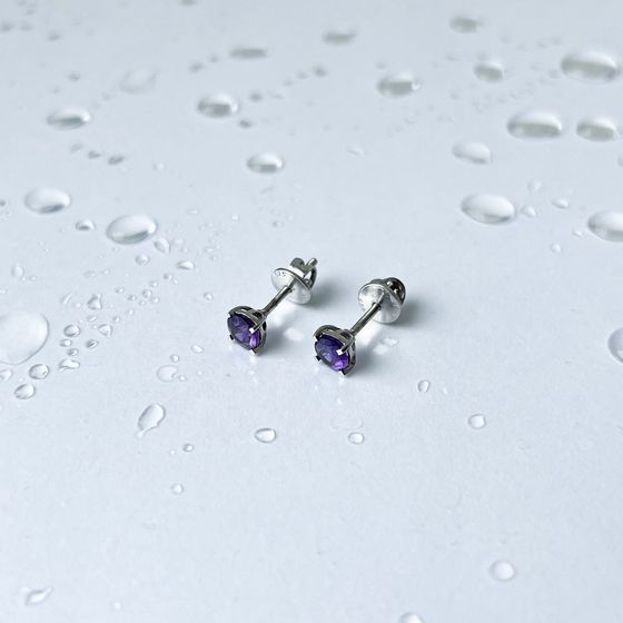 Серебряные серьги с аметистом 0.915ct