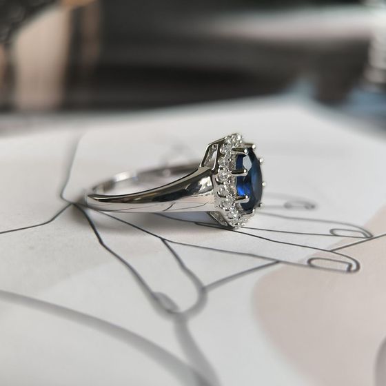 Серебряное кольцо с сапфиром nano 1.388ct