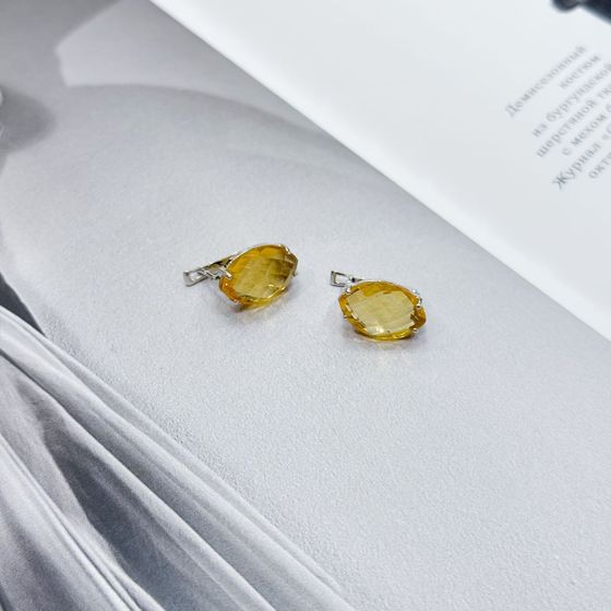Серебряные серьги с цитрином nano 10.5ct