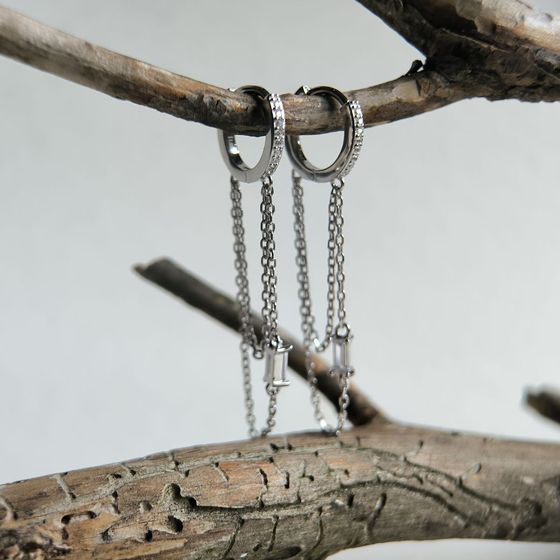 Серебряные серьги с фианитами