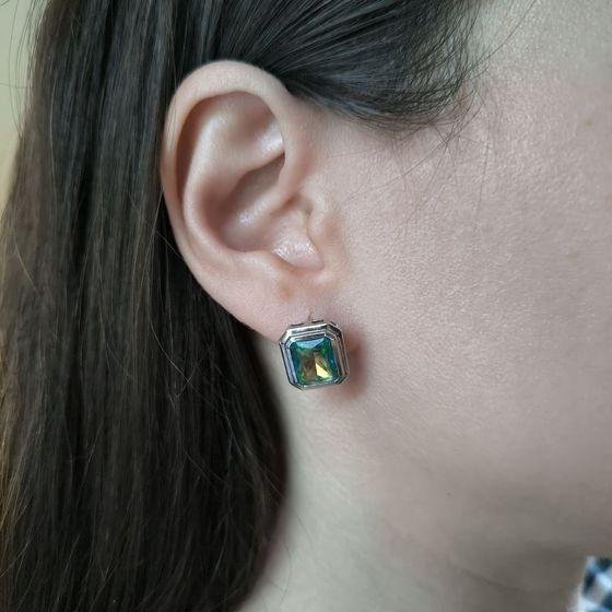Серебряные серьги с мистик топазом 4.563ct