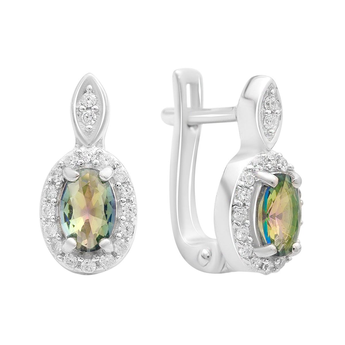 Серебряные серьги с мистик топазом 1.013ct