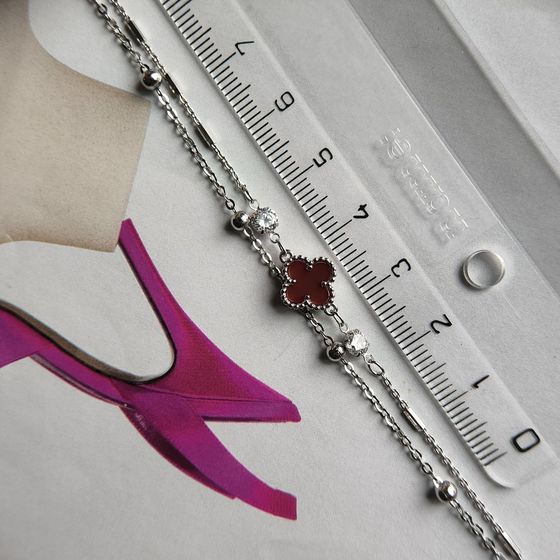 Серебряный браслет с агатом, фианитами