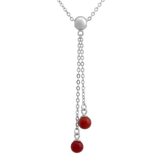 Серебряное колье с кораллом
