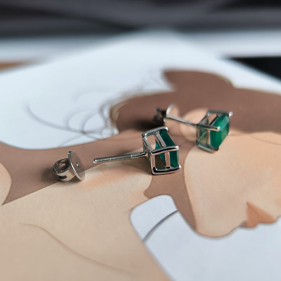 Серебряные серьги с агатом 1.85ct