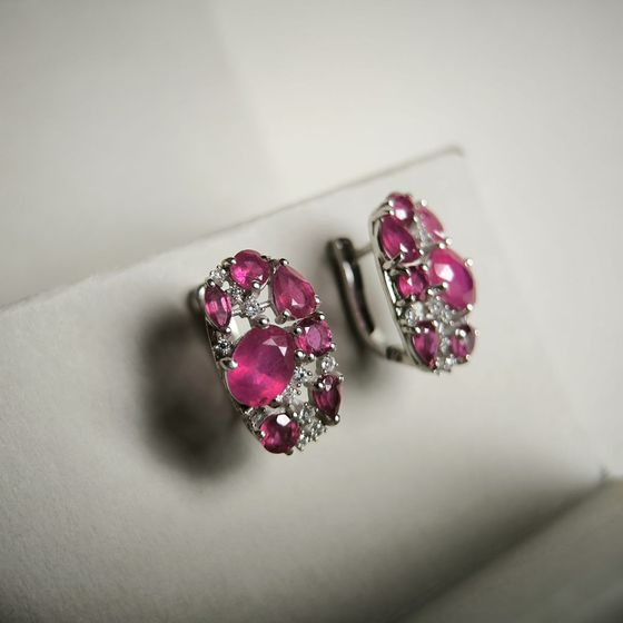 Серебряные серьги с рубином 8.85ct