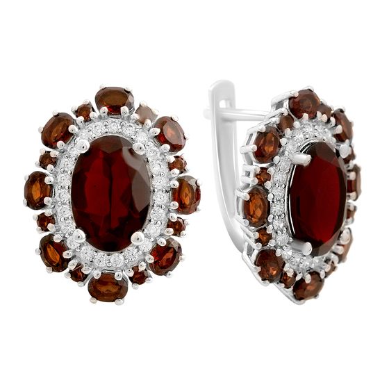 Серебряные серьги с гранатом nano 10.755ct, гранатом