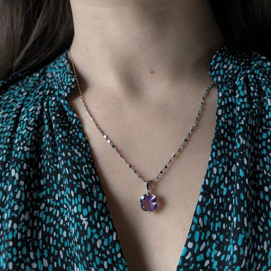 Серебряная подвеска с аметистом 3.575ct