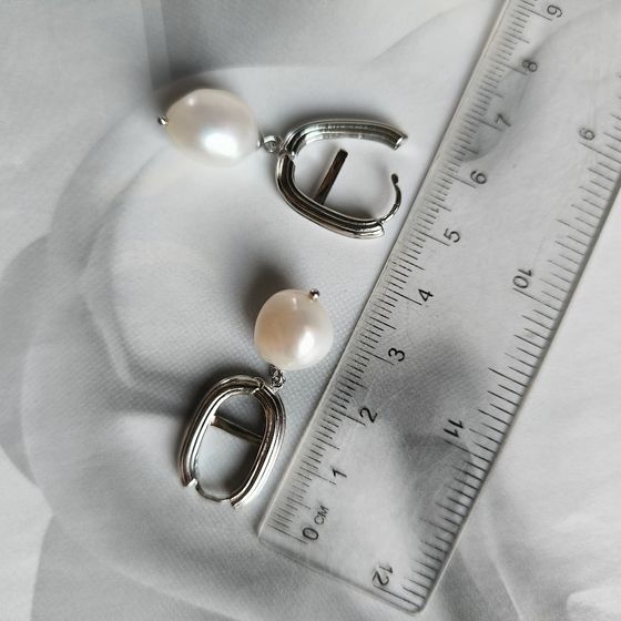 Серебряные серьги с жемчугом барочным