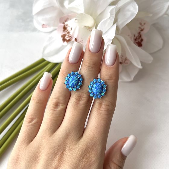 Серебряные серьги с опалом 3.848ct