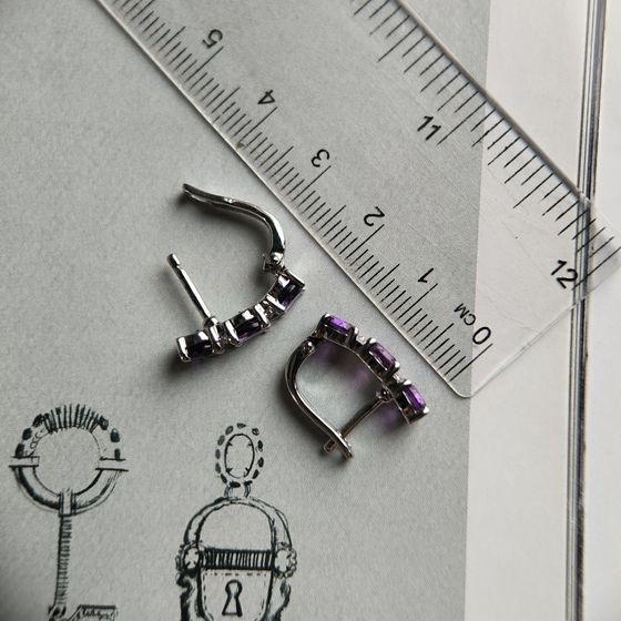 Серебряные серьги с аметистом 2.99ct