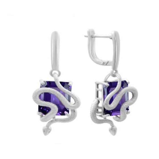 Серебряные серьги с аметистом 13.14ct