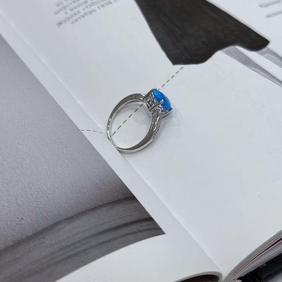 Серебряное кольцо с опалом 1.365ct, фианитами