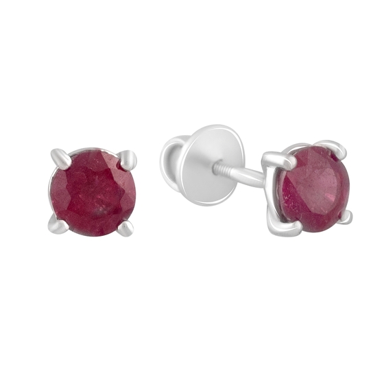 Серебряные серьги с рубином 1.467ct
