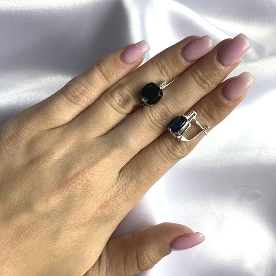 Серебряные серьги с сапфиром nano 5.195ct