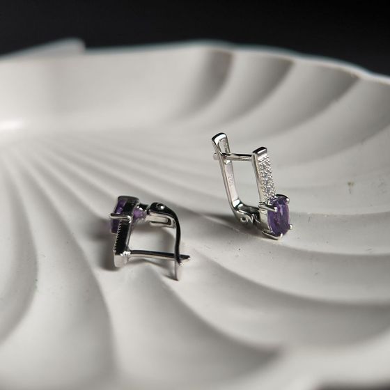 Серебряные серьги с аметистом 0.838ct